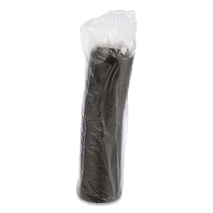 Optima Reclosable Lid, Fits 12 oz to 24 oz Hot Cups, Plastic, Black, 100/Pack, 10 Packs/Carton