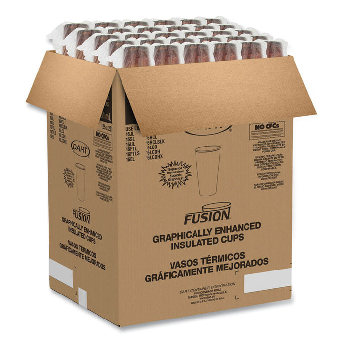 Fusion Escape Foam Hot/Cold Cups, 20 oz, Brown/Black, 500/Carton