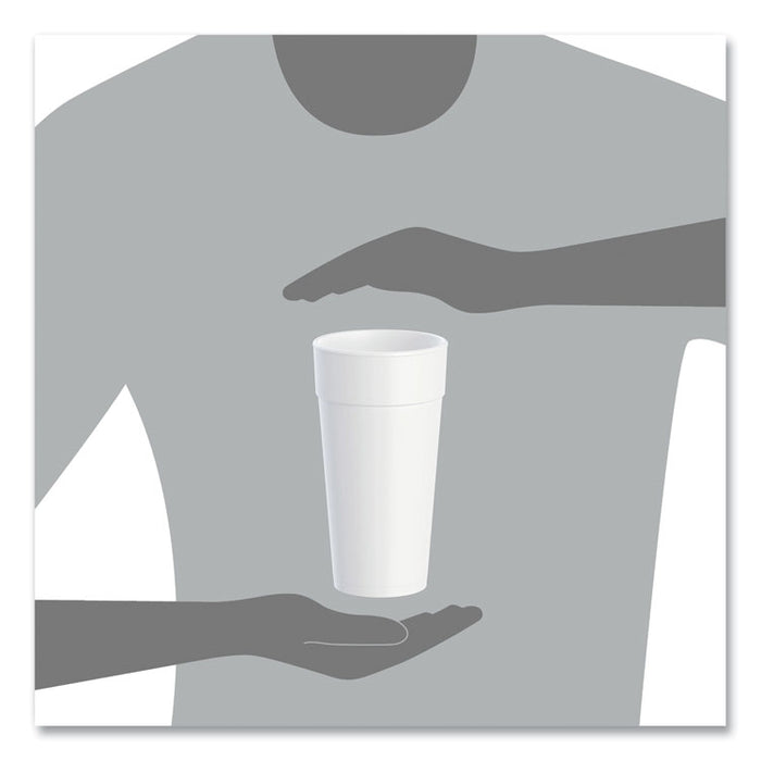 Foam Drink Cups, Hot/Cold, 24 oz, White, 25/Bag, 20 Bags/Carton