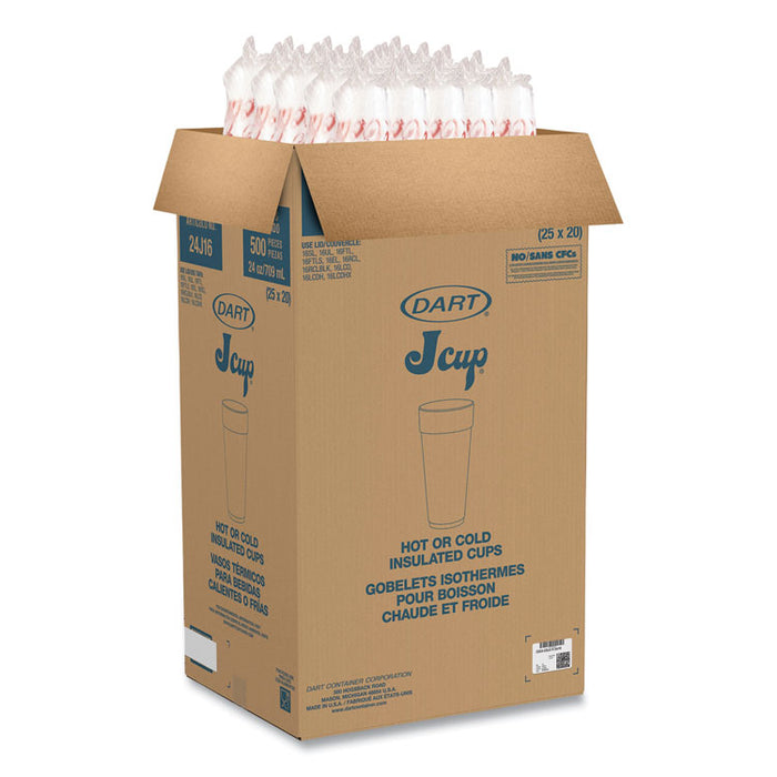 Coca-Cola Foam Cups, 24 oz, White/Red, 20/Bag, 25 Bags/Carton