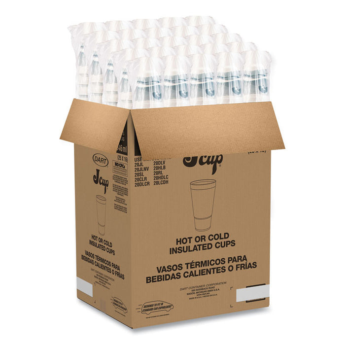 Horizon Hot/Cold Foam Drinking Cups, 32 oz, White/Teal, 16/Bag, 25 Bags/Carton
