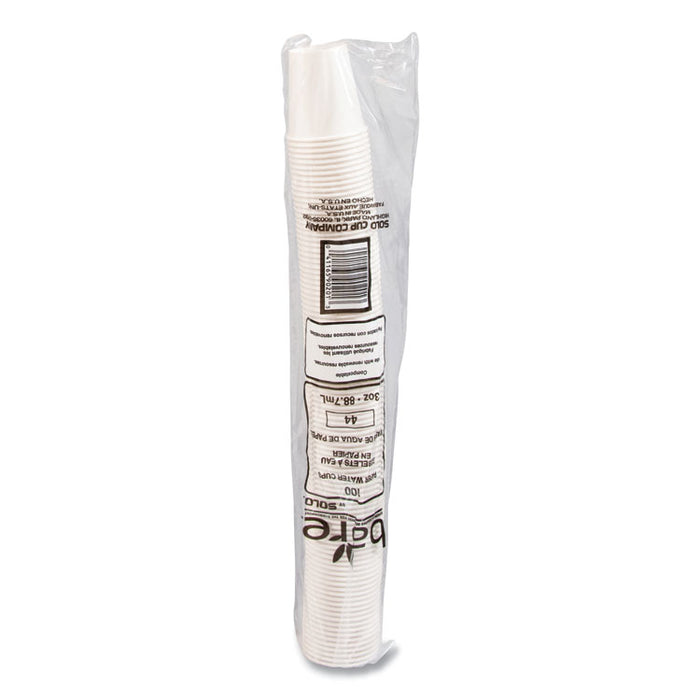 Paper Water Cups, ProPlanet Seal, 3 oz, White, 100/Bag, 50 Bags/Carton