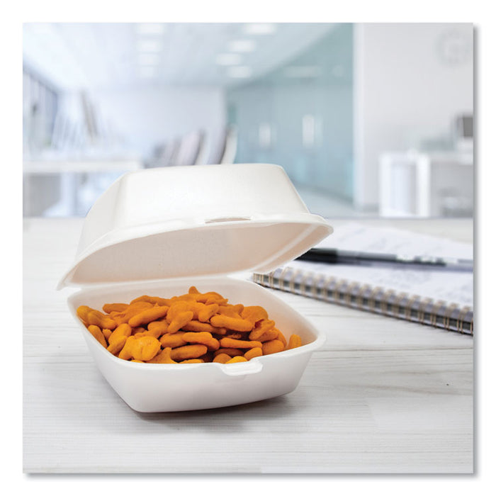 Foam Hinged Lid Containers, 5.38 x 5.5 x 2.88, White, 500/Carton