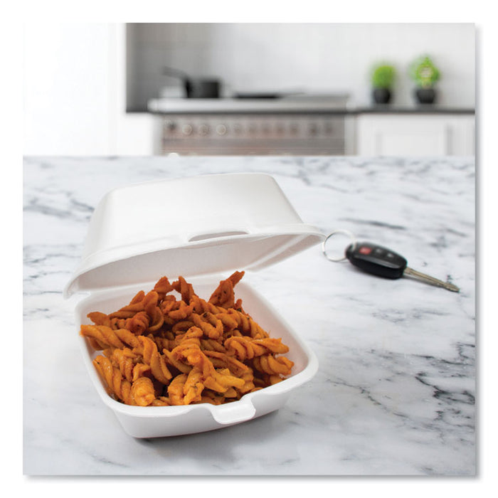 Foam Hinged Lid Containers, 5.38 x 5.5 x 2.88, White, 500/Carton