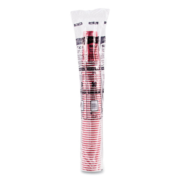 Paper Hot Drink Cups in Bistro Design, 16 oz, Maroon, 50/Pack