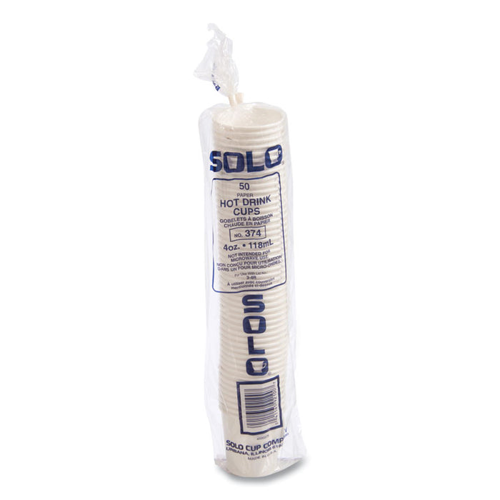 Single-Sided Poly Paper Hot Cups, 4 oz, White, 50 Bag, 20 Bags/Carton