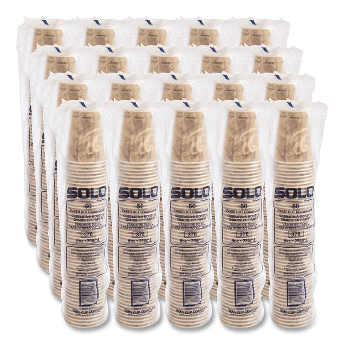 Mistique Polycoated Hot Paper Cups, 8 oz, Brown, 50/Sleeve, 20 Sleeves/Carton