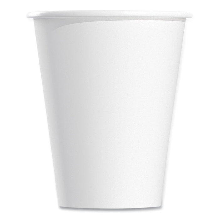 Single-Sided Poly Paper Hot Cups, 8 oz, White, 50/Bag, 20 Bags/Carton