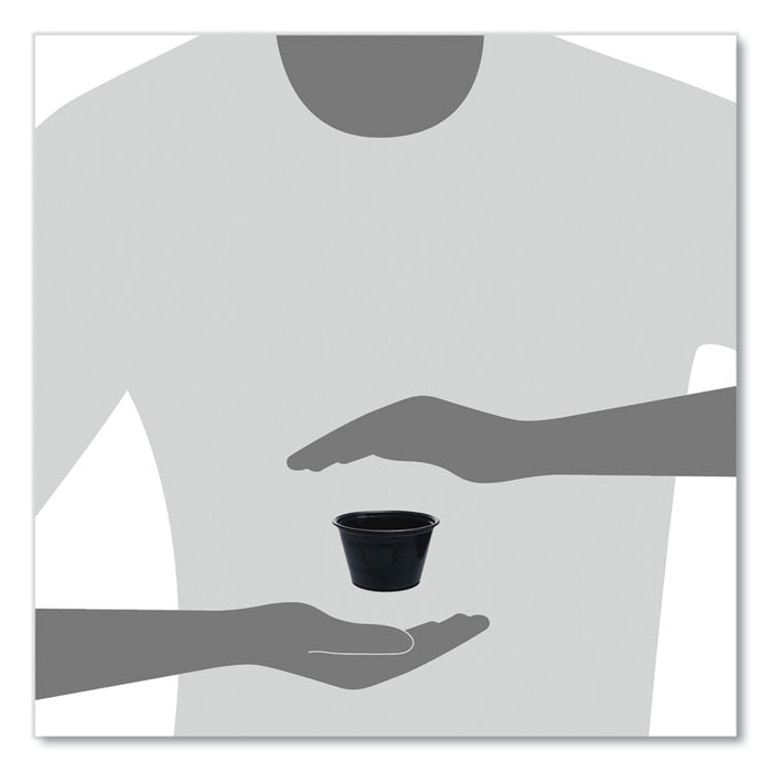Conex Complements Portion/Medicine Cups, 4 oz, Plastic, Black, 125/Bag, 20 Bags/Carton