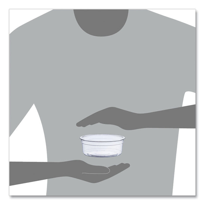 Bare Eco-Forward RPET Deli Containers, ProPlanet Seal, 8 oz, 4.6" Diameter x 1.8" h, Clear, Plastic, 500/Carton