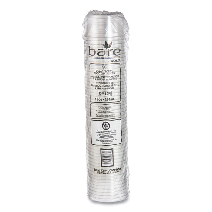 Bare Eco-Forward RPET Deli Containers, ProPlanet Seal, 12 oz, Clear, Plastic, 50/Pack, 10/Carton