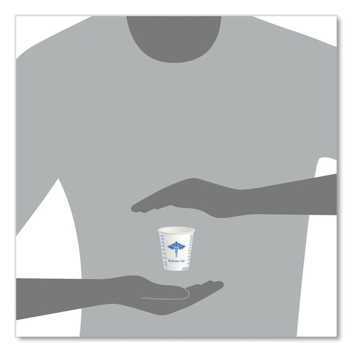 Paper Medical and Dental Graduated Cups, ProPlanet Seal, 3 oz, Paper, White/Blue, 100/Bag, 50 Bags/Carton