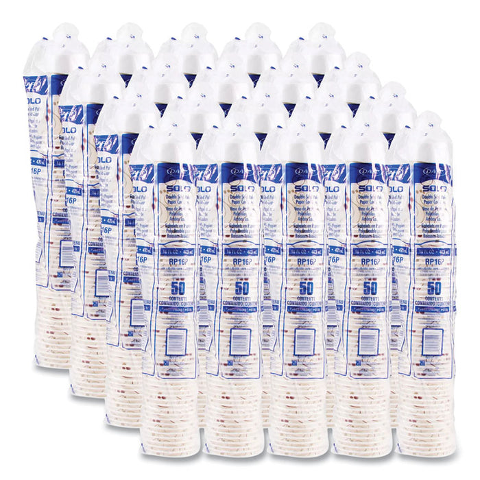 Double Sided Poly (DSP) Paper Cold Cups, 16 oz, Beige/White/Red, 50/Sleeve, 20 Sleeves/Carton