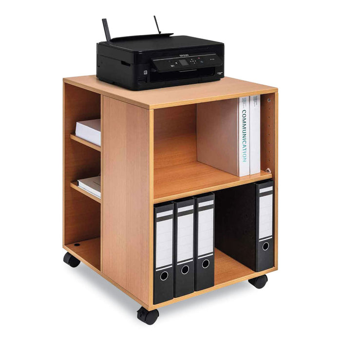 Flexible Multi-Functional Cart for Office Storage, Wood, 6 Shelves, 20.79 x 23.31 x 29.45, Beech