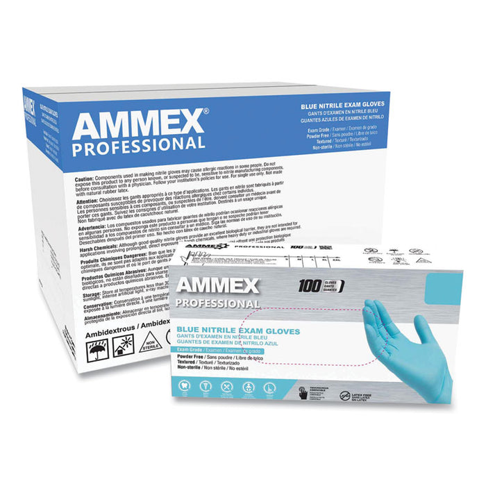 Nitrile Exam Gloves, Powder-Free, X-Large, 3 mil Thick, 9.5" Long, Light Blue, 100/Box, 10 Boxes/Carton
