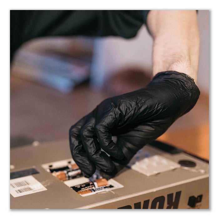 Industrial Nitrile Gloves, Powder-Free, X-Large, 5 mil Thick, 9.5" Long, Black, 100/Box, 10 Boxes/Carton