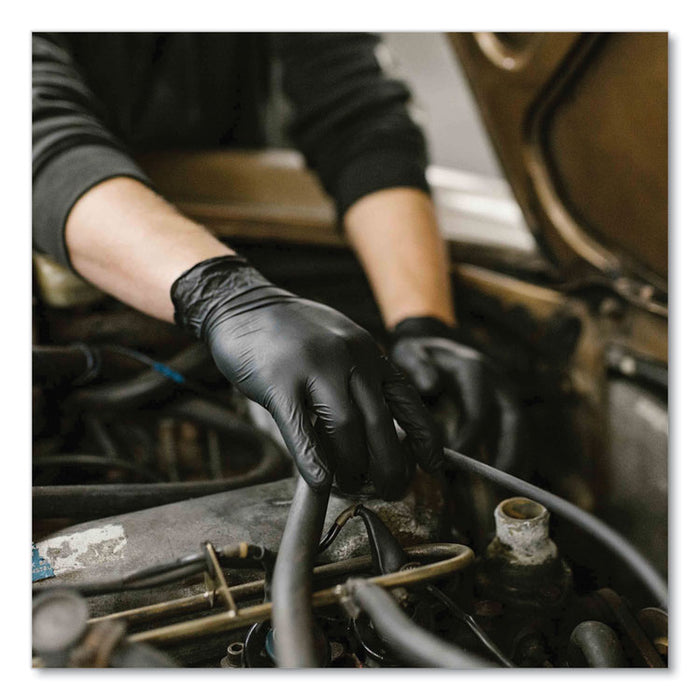 Industrial Nitrile Gloves, Powder-Free, Medium, 5 mil Thick, 9.5" Long, Black, 100/Box, 10 Boxes/Carton