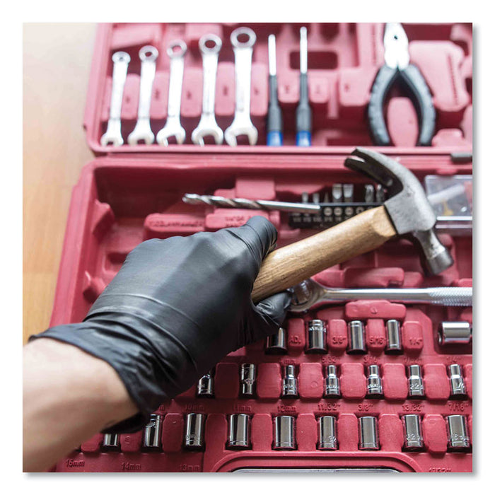 Industrial Nitrile Gloves, Powder-Free, X-Large, 5 mil Thick, 9.5" Long, Black, 100/Box, 10 Boxes/Carton