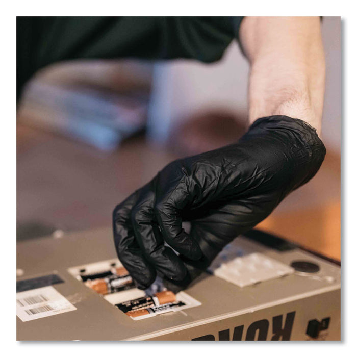 Industrial Nitrile Gloves, Powder-Free, Medium, 5 mil Thick, 9.5" Long, Black, 100/Box, 10 Boxes/Carton