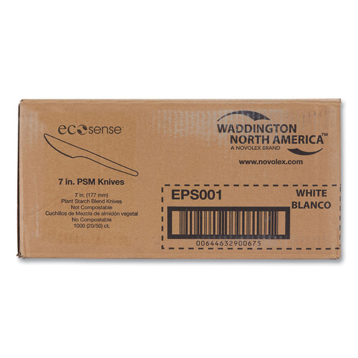 EcoSense Renewable Plant Starch Cutlery, Knife, Plastic, Cream, 50/Pack, 20 Packs/Carton