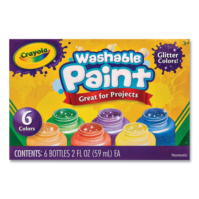 Washable Paint, 6 Assorted Classic Colors, 2 oz Bottle, 6/Pack