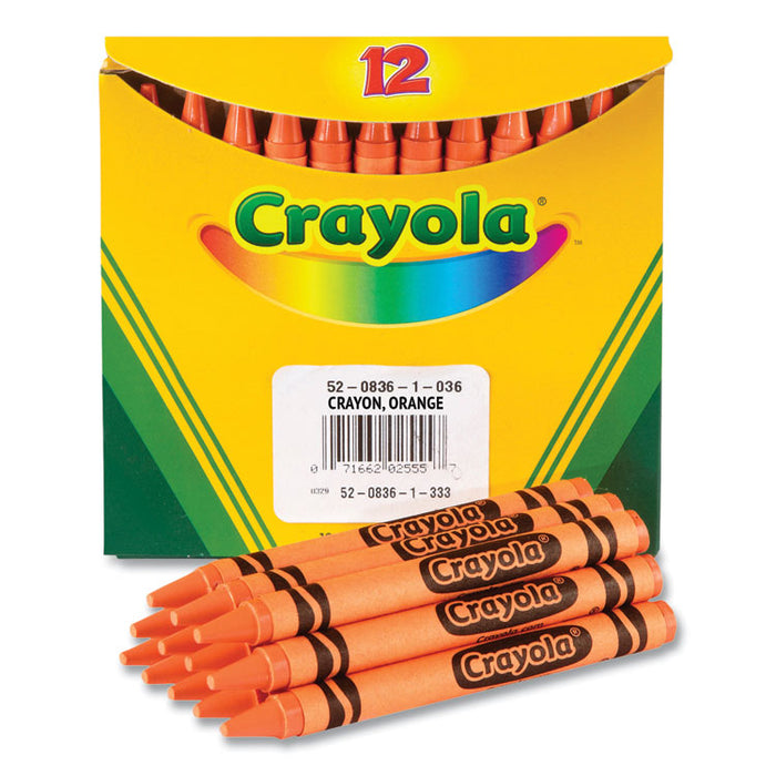 Bulk Crayons, Regular Size, 0.31" x 3.63", Orange, 12/Box