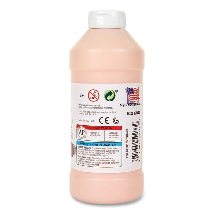 Washable Paint, Peach, 16 oz Bottle