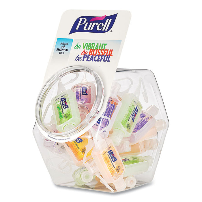 Advanced Hand Sanitizer Gel Infused with Essential Oils, 1 oz Flip Cap Bottle with Display Bowl, Assorted Scents, 25/Carton