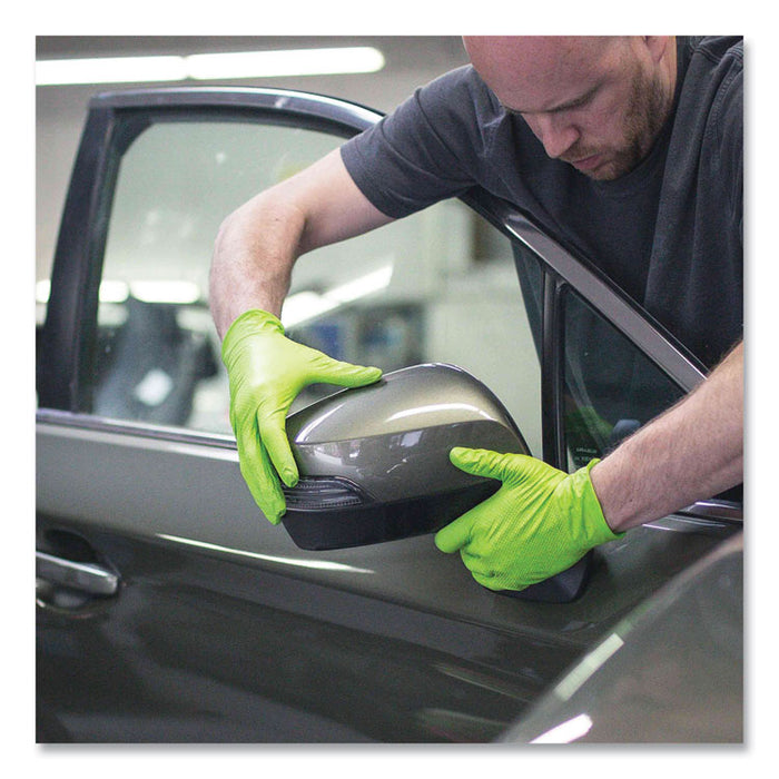 Heavy-Duty Industrial Nitrile Gloves, Powder-Free, Large, 8 mil Thick, 9.5" Long, Green, 100/Box, 10 Boxes/Carton