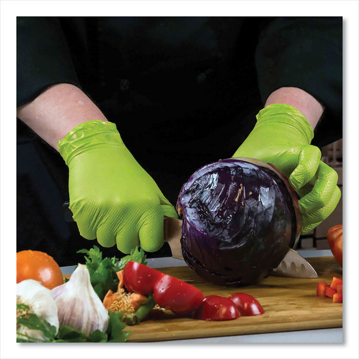 Heavy-Duty Industrial Nitrile Gloves, Powder-Free, Large, 8 mil Thick, 9.5" Long, Green, 100/Box, 10 Boxes/Carton