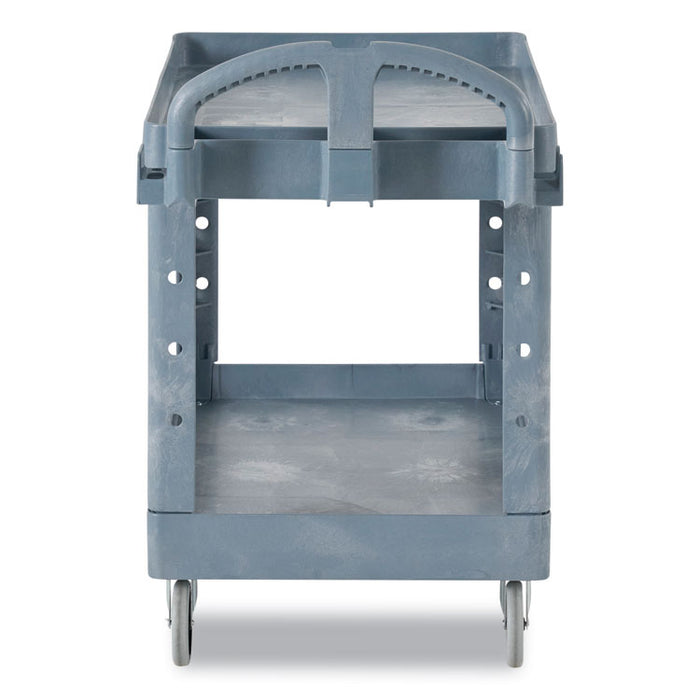 BRUTE Heavy-Duty Ergo Handle Utility Cart, Plastic, 2 Shelves, 750 lb Capacity, 26" x 55" x 33.25", Gray