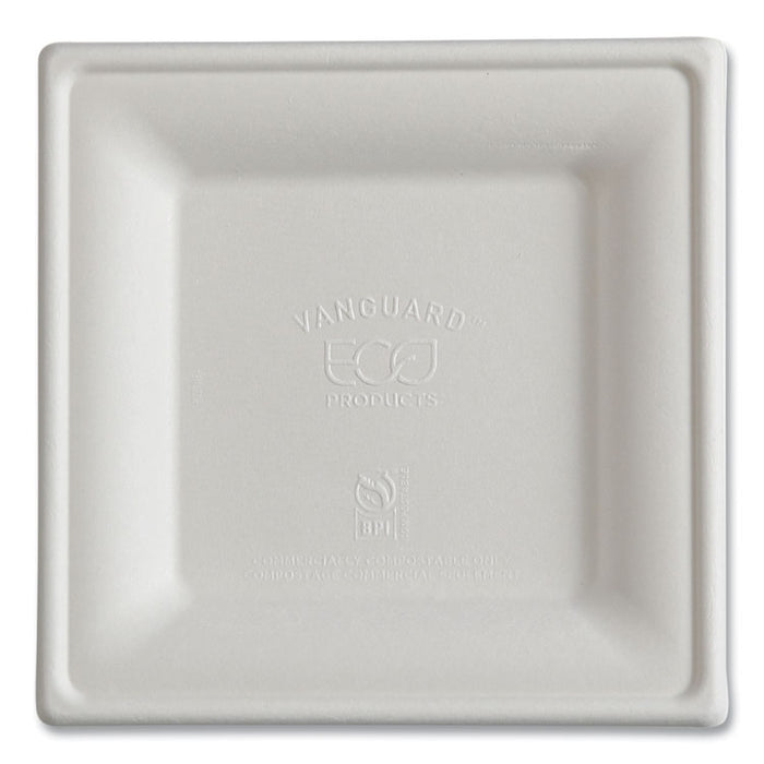 Vanguard Renewable and Compostable Sugarcane Plates, 6 x 6, White, 500/Carton