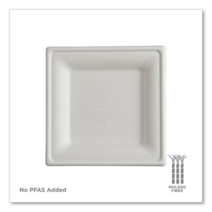 Vanguard Renewable and Compostable Sugarcane Plates, 6 x 6, White, 500/Carton