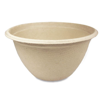 Fiber Barrel Bowls, 12 oz, 4.5" Diameter x 2.5" h, Natural, Paper, 500/Carton