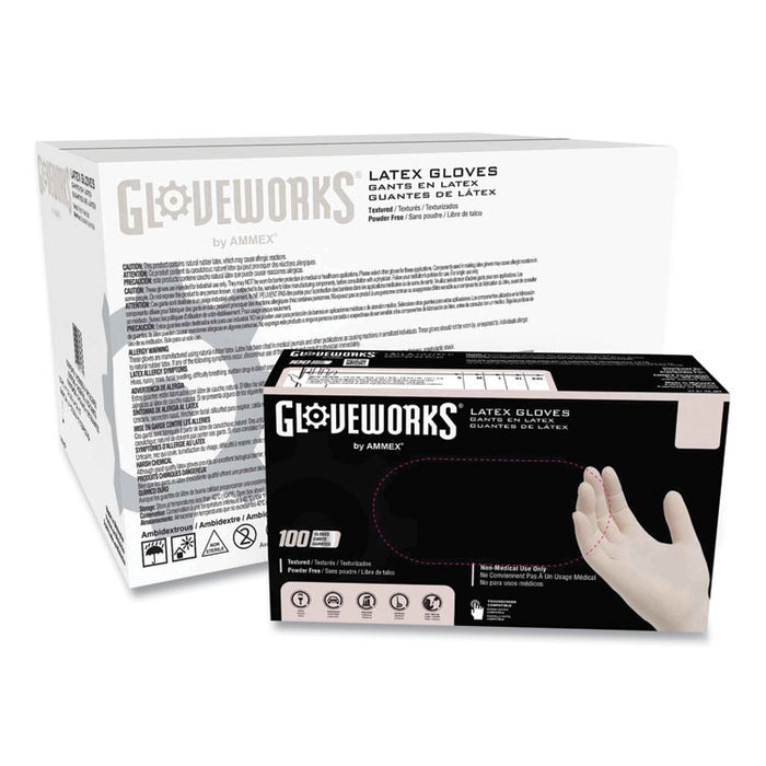Latex Disposable Gloves, Powder-Free, Small, 4 mil Thick, 9.5" Long, Ivory, 100/Box, 10 Boxes/Carton