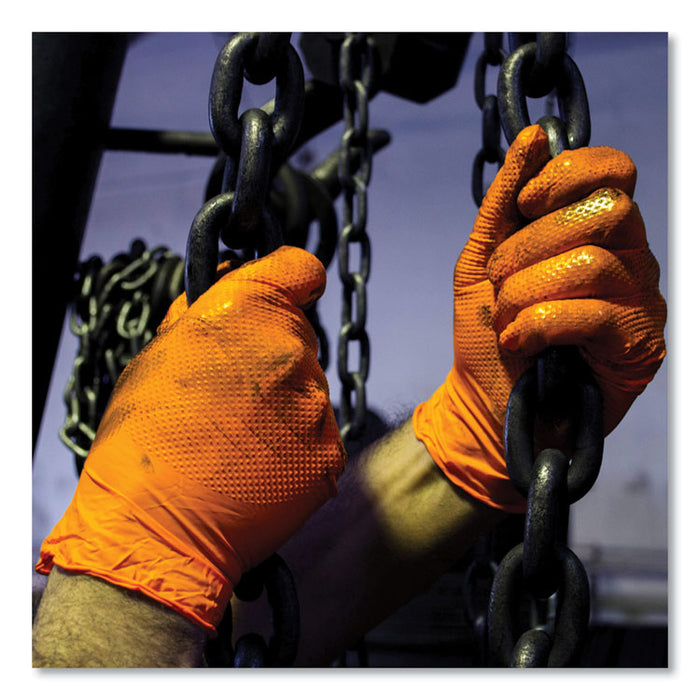 Heavy-Duty Industrial Nitrile Gloves, Powder-Free, X-Large, 8 mil Thick, 9.5" Long, Orange, 100/Box, 10 Boxes/Carton