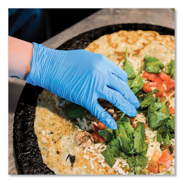 Industrial Nitrile Gloves, Powder-Free, Small, 5 mil (Palm), 6 mil (Fingers), 9.5" Long, Blue, 100/Box, 10 Boxes/Carton