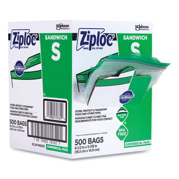 Resealable Sandwich Bags, 6.5" x 6", Clear, 500/Box