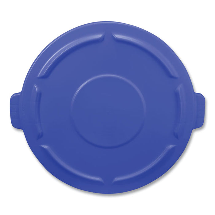 BRUTE Self-Draining Flat Top Lids, for 44-gal Round Brute Container, 24.5 dia, Blue, 4/Carton