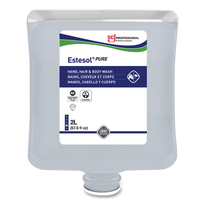 Estesol PURE Hand, Hair and Body Cleaner, Fragrance-Free, 2 L Cartridge Refill, 4/Carton
