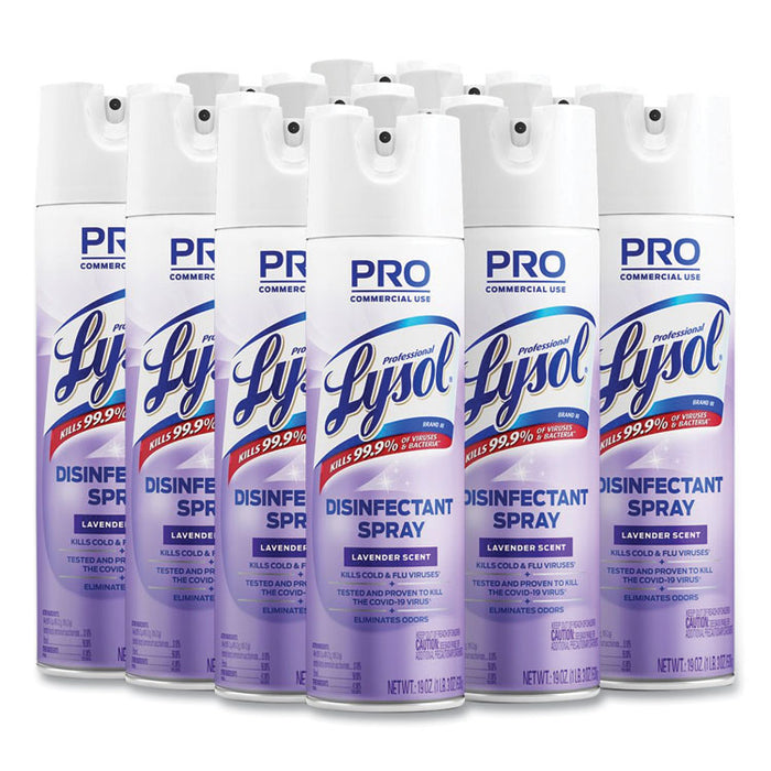 Disinfectant Spray, Lavender Scent, 19 oz Aerosol Spray, 12/Carton
