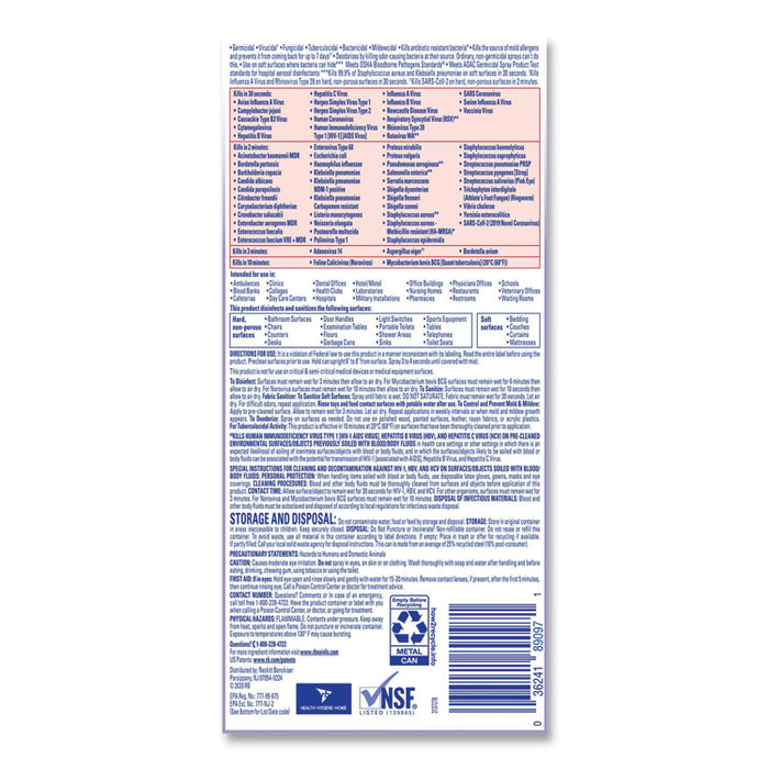 Disinfectant Spray, Lavender Scent, 19 oz Aerosol Spray, 12/Carton