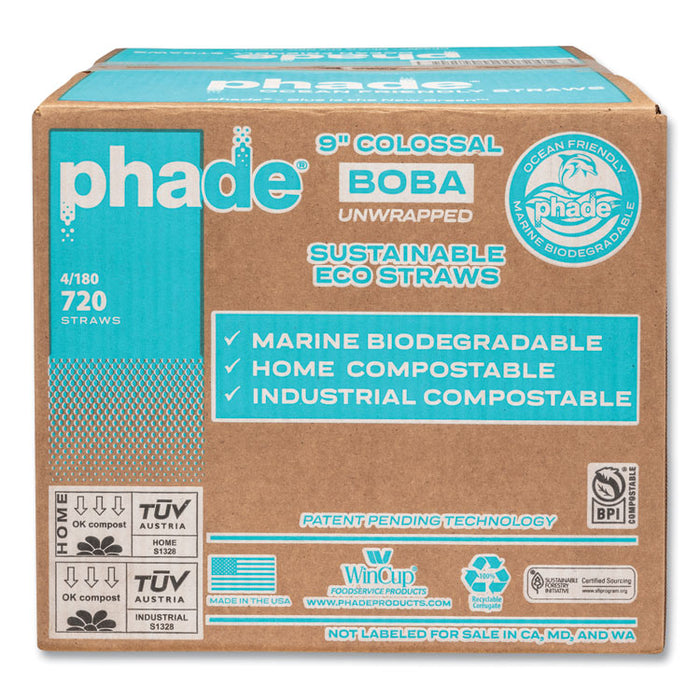 Marine Biodegradable Straws, Boba Straws, 9", Ocean Blue, 720/Carton