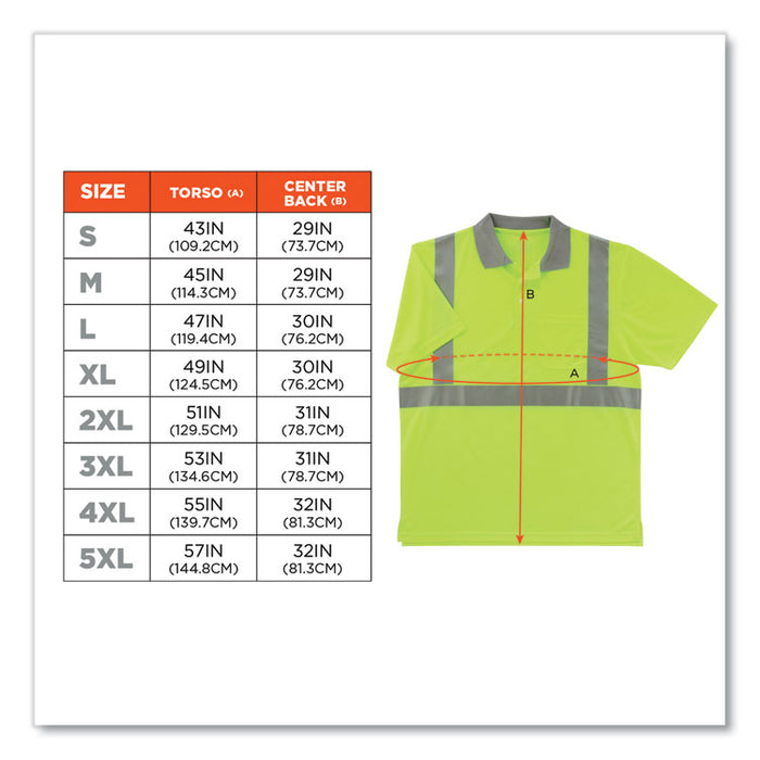 GloWear 8295 Class 2 Hi-Vis Polo Shirt, Small, Lime