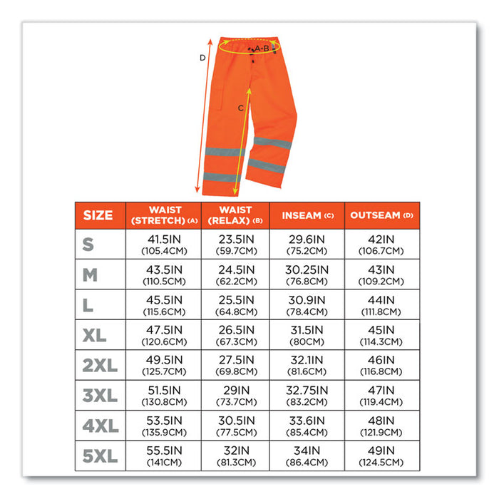 GloWear 8925 Class E Hi-Vis Thermal Pants, Small, Orange