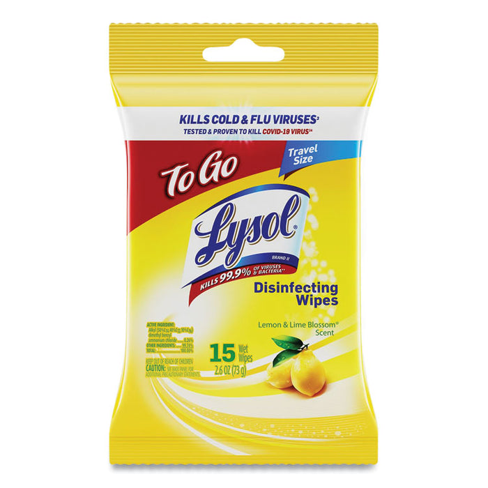 Disinfecting Wipes Flatpacks, 1-Ply, 6.69 x 7.87, Lemon and Lime Blossom, White, 15 Wipes/Flat Pack, 24 Flat Packs/Carton