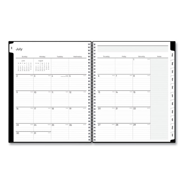 Teacher's Solid Black Weekly/Monthly Lesson Planner, 9 Classes, 11 x 8.5 Sheets, 12-Month (July to June), 2025 to 2026