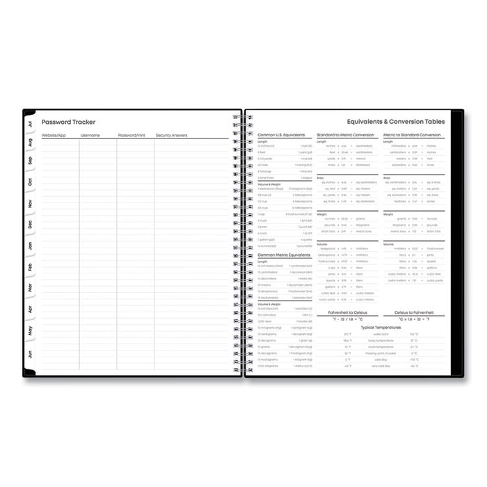 Teacher's Solid Black Weekly/Monthly Lesson Planner, 9 Classes, 11 x 8.5 Sheets, 12-Month (July to June), 2025 to 2026