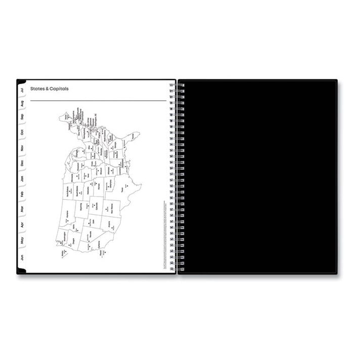 Teacher's Solid Black Weekly/Monthly Lesson Planner, 9 Classes, 11 x 8.5 Sheets, 12-Month (July to June), 2025 to 2026