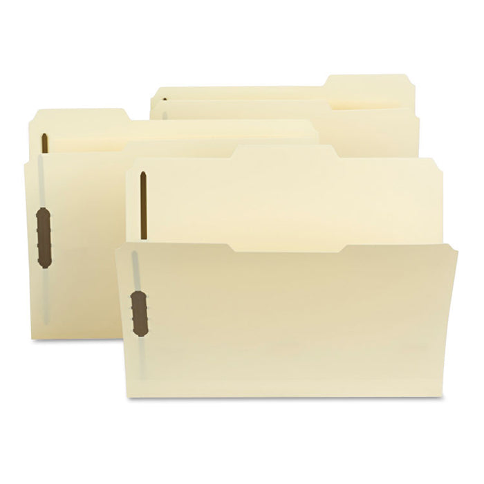 Poly Top Tab Fastener Folders, 1/3-Cut Tab: Assorted, Expands 0.75", 2 Fasteners, Letter Size, Manila, 24/Box